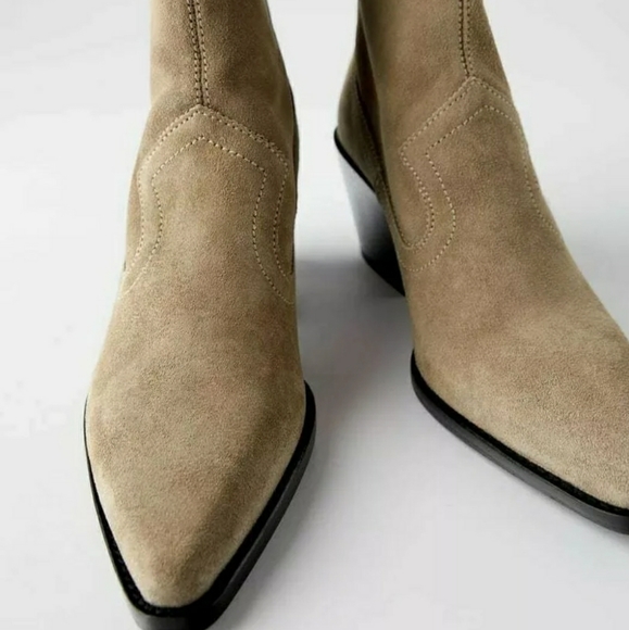 Zara Shoes - Zara Split Suede Cowboy Boots